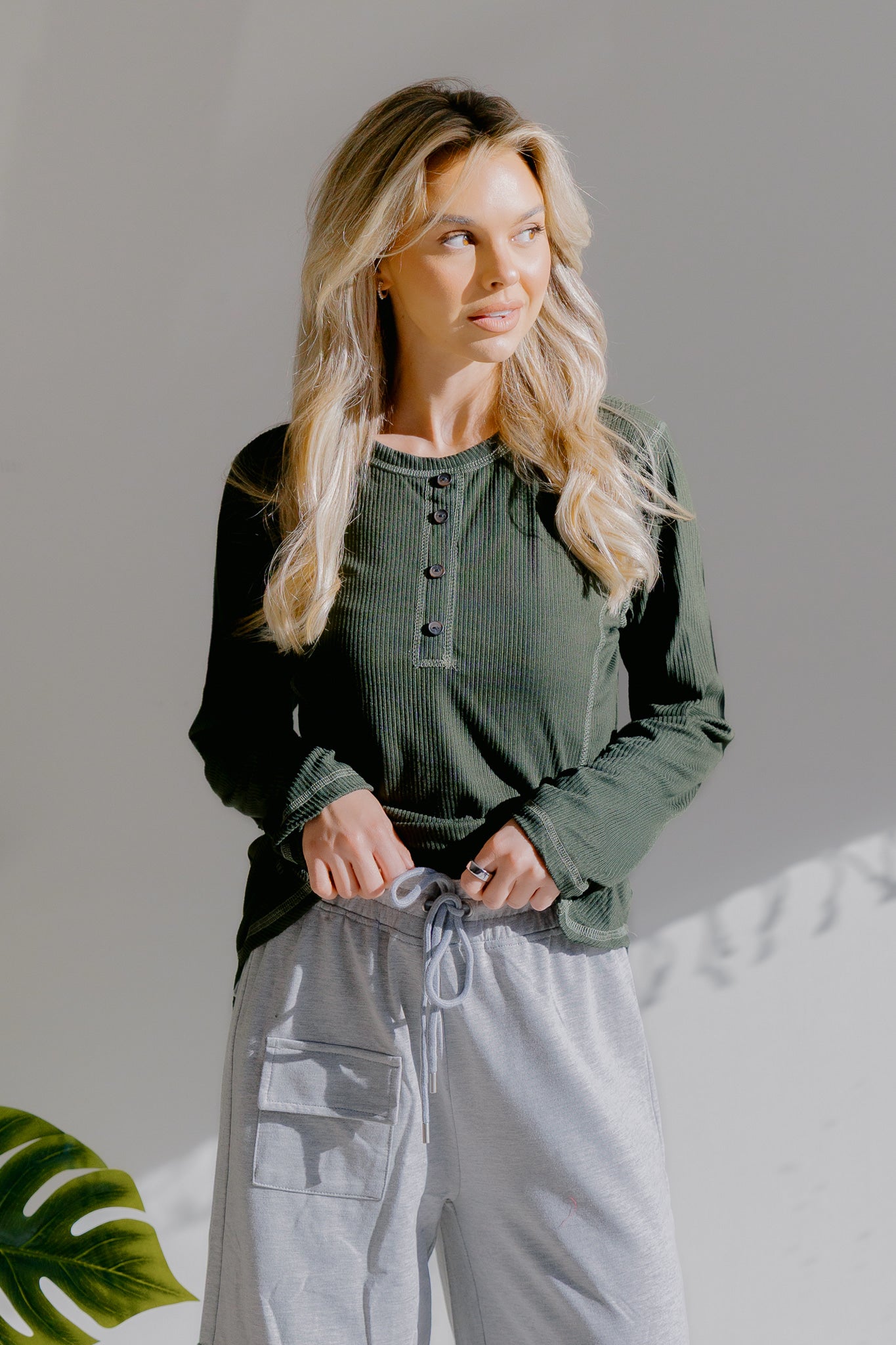 Olive Whisper Henley