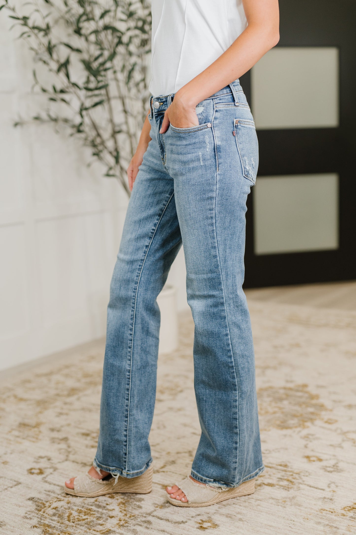 Lorena Mid Rise Vintage Wash Bootcut Jeans